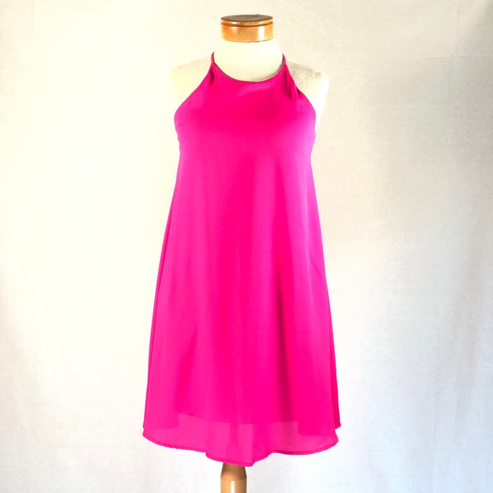 Everly Hot Pink Barbie Core Sleeveless Trapeze Dress XS
